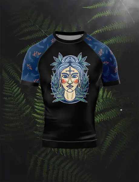 DÍVKA Z KAPRADÍ / Rashguard s krátkým rukávem – Černý