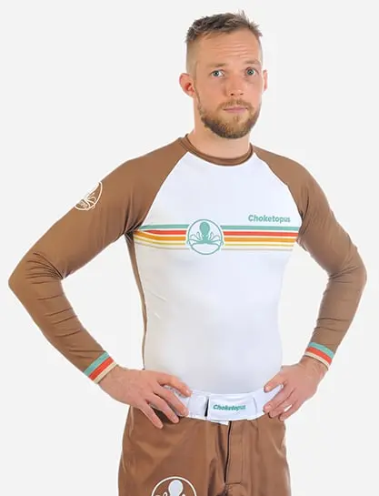 RETRO / Pánský rashguard s dlouhým rukávem – Hnědý