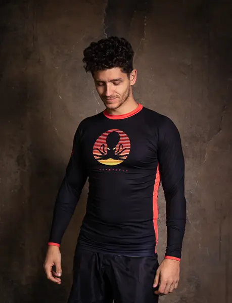 RETRO / Pánský rashguard s dlouhým rukávem – Černý