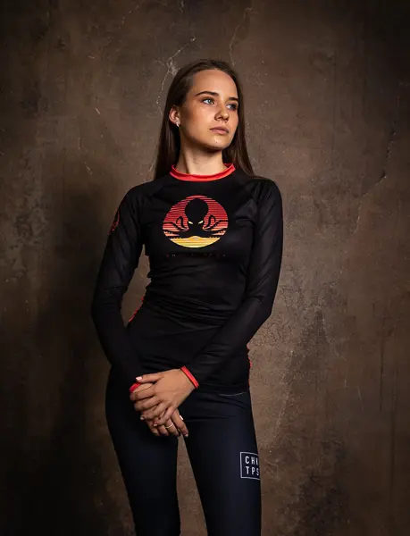 RETRO / Dámský rashguard s dlouhým rukávem – Černý