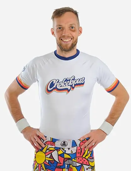 RETRO / Pánský rashguard s krátkým rukávem – Bílý