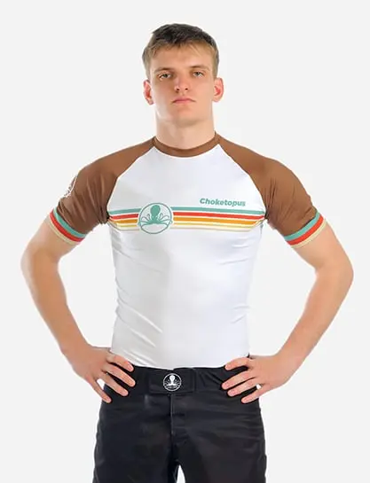 RETRO / Pánský rashguard s krátkým rukávem – Hnědý