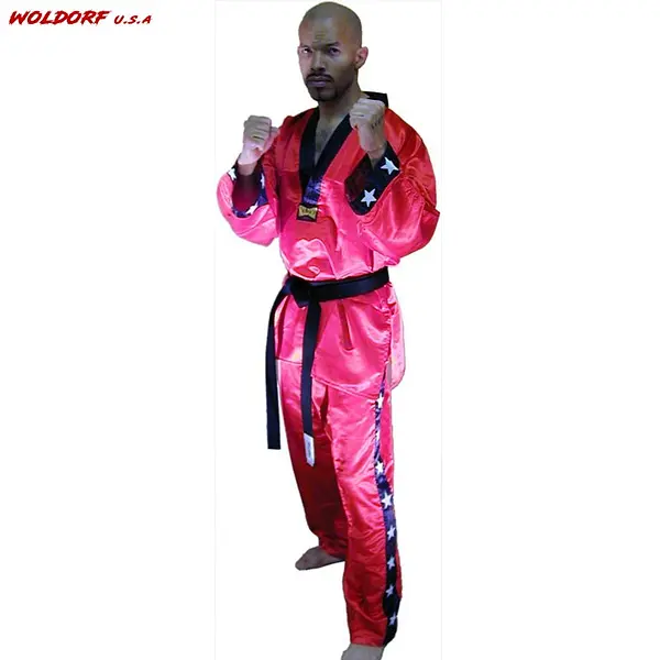 Kickboxing V Neck training suits in silk satin