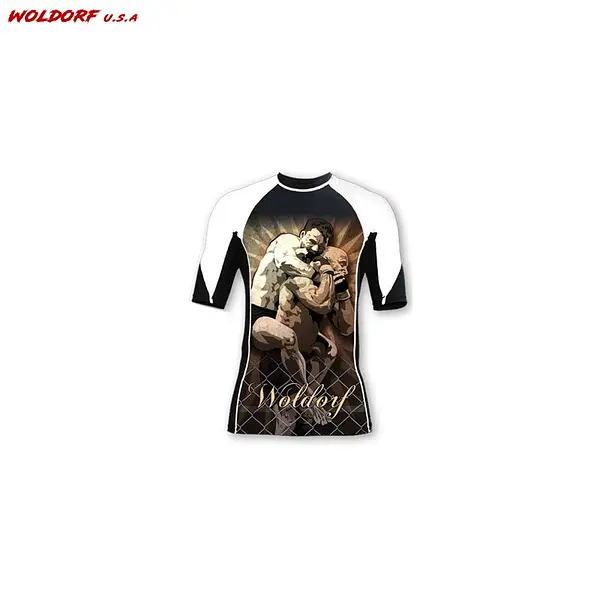 Sublimation Rash Guard in White Grappler Design