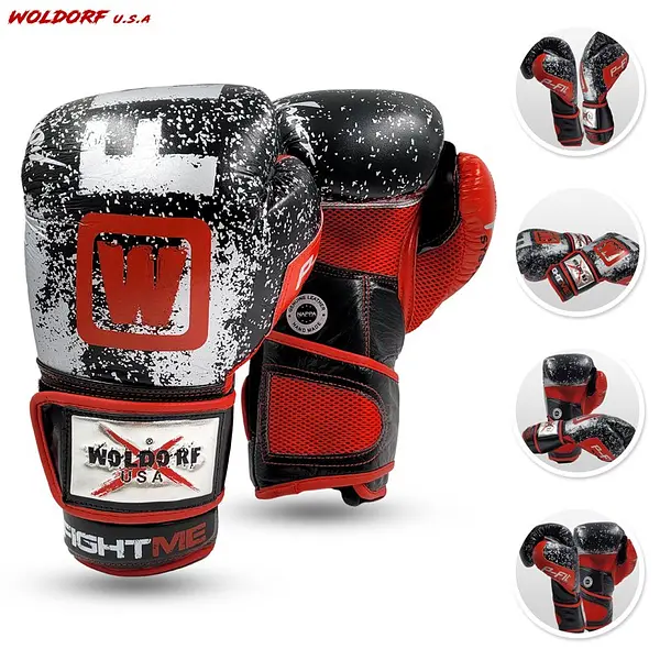 WOLDORF USA Boxing Gloves in leather in Black
