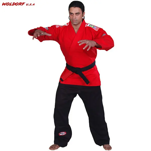 Single Weave jiu jitsu student Uniform RED