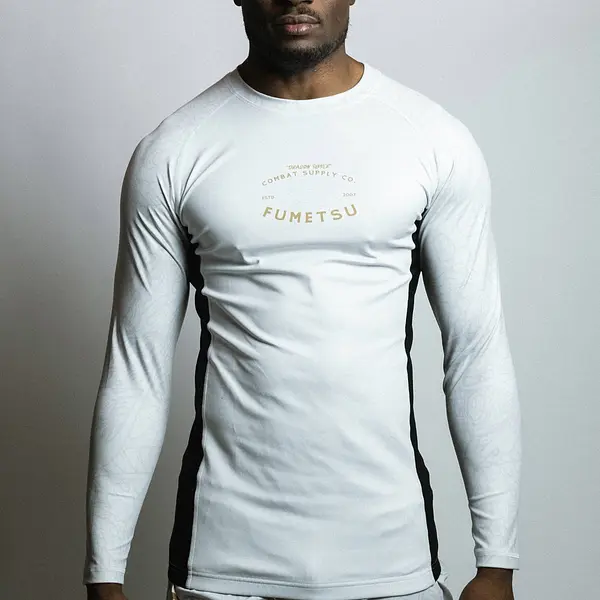 Dragon Slayer Long Sleeve Rash Guard White/Black/Gold