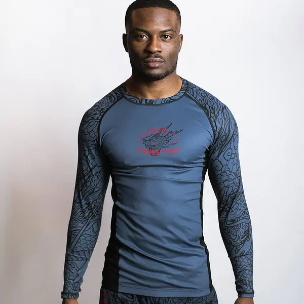 Dragon Slayer Long Sleeve Rash Guard Blue/Black/Red