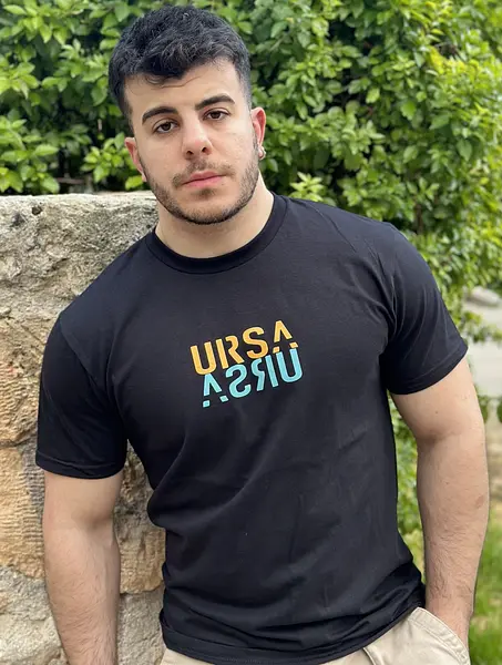Cotton T-shirt Ursa orange and light blue