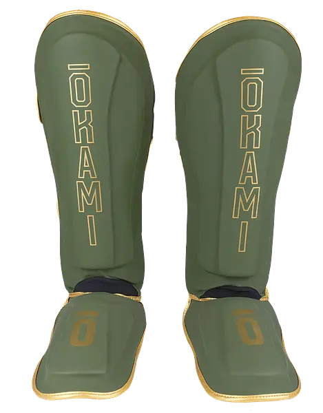 OKAMI FIGHTGEAR Shin Guards Competitor V2 Olive/Gold