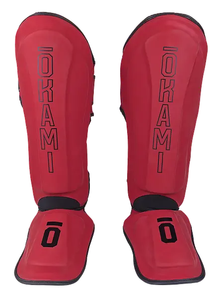 OKAMI FIGHTGEAR Shin Guards Competitor V2 Red/Black