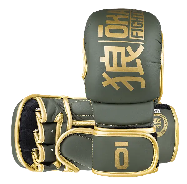 OKAMI FIGHTGEAR MMA Sparring Gloves V2 Olive/Gold