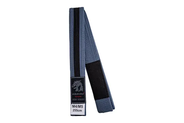 OKAMI Kids BJJ Belt grau / schwarz