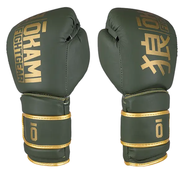 OKAMI FIGHTGEAR Boxing Gloves Competitor V2 Olive/Gold