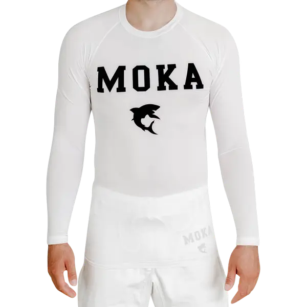 Langærmet Rashguard - Moka Original - Hvid
