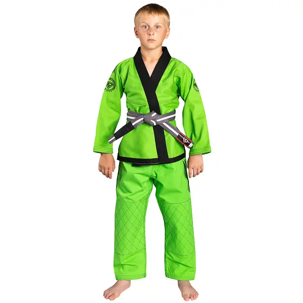 KO Sports Gear’s Green Wave Kids Gi – BJJ Kimono and Pants – Pearl Weave – For Jiu Jitsu