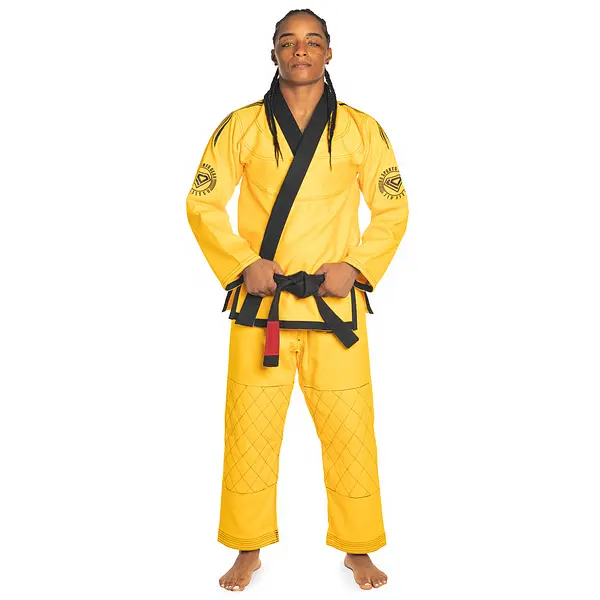 KO Sports Gear’s Yellow Wave Adult Gi – BJJ Kimono and Pants – Pearl Weave – For Jiu Jitsu