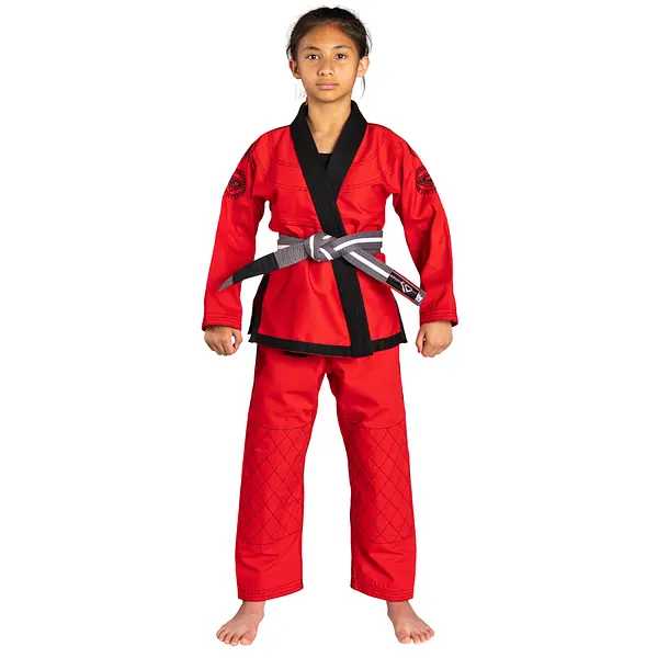 KO Sports Gear’s Red Wave Kids Gi – BJJ Kimono and Pants – Pearl Weave – For Jiu Jitsu
