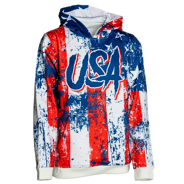 Pullover Hooded Sweatshirt By KO Sports Gear – USA-FLAG