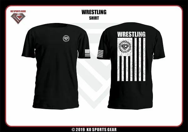 Wrestling Flag Shirt by KO Sports Gear – Black