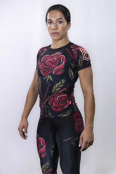 KOARENA Roses Rashguard Woman SS Negro