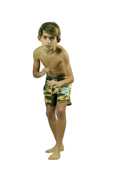 KOARENA Wordless Samurai Kids Fight Shorts Brown Camo