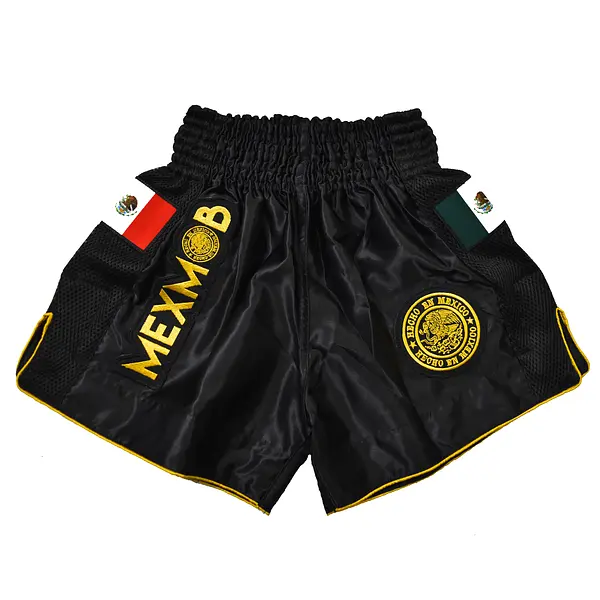 SHORT MUAY NEGRO ORO