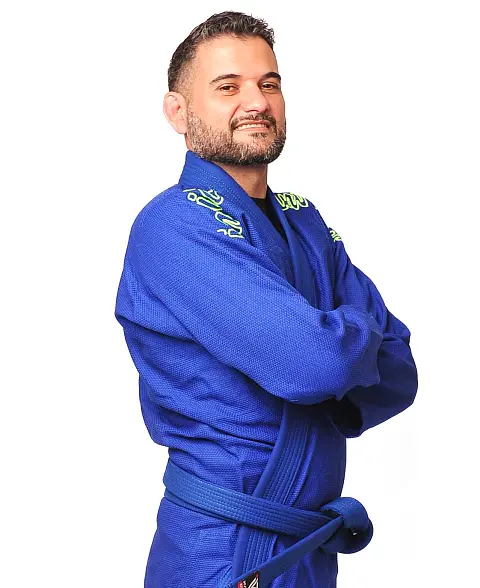 Kimono Azul Classic 2.4 com Bordado Verde