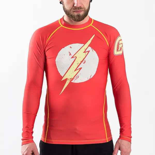 Fusion Fight Gear The Flash Distressed Logo Compression Shirt BJJ Rash Guard (RETIRED)