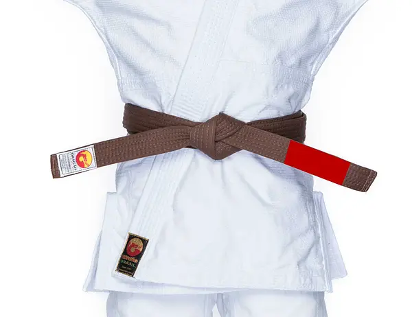 Faixa Dragão Jiu Jitsu Marrom Ponta Vermelha Extra