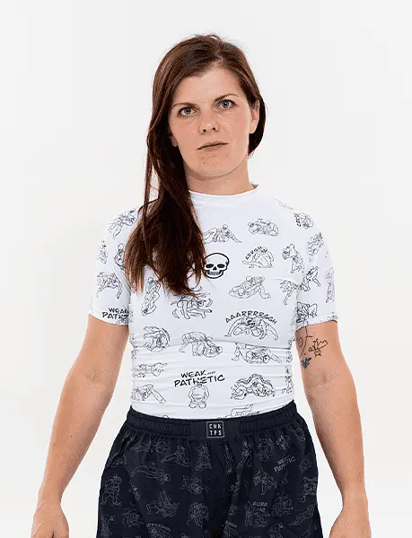 Chokes’n’Bones / Dámský rashguard s krátkým rukávem – bílý