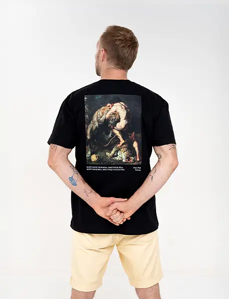 GUILLOTINA / oversize triko – pánské černé