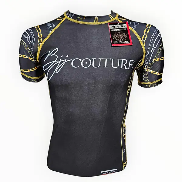 BJJ Couture Black and Gold Chains Rashguard