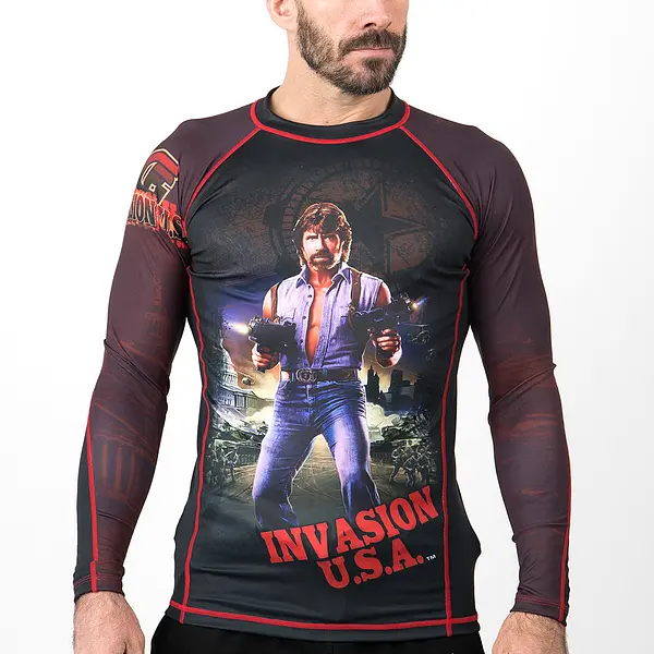 Fusion Fight Gear Chuck Norris Invasion USA BJJ Rash Guard Compression Shirt