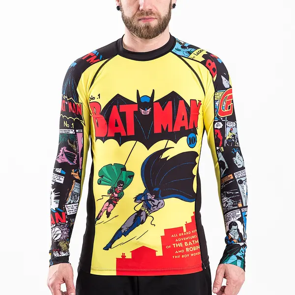 Fusion Fight Gear Batman Number 1 Comic BJJ Rash Guard Compression Shirt-RETIRED