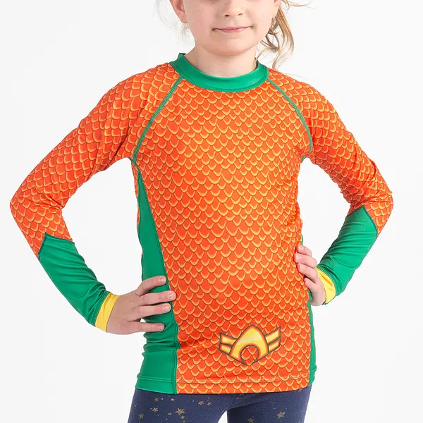 Fusion Aquaman Costume Kids BJJ Rash Guard- Long Sleeve
