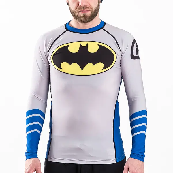 Fusion Fight Gear Batman Silver Age Logo Rash Guard Compression Shirt