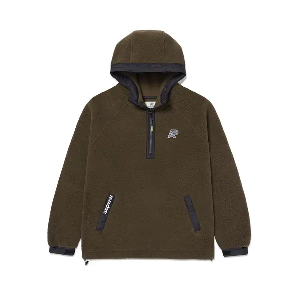 A&P BERBER FLEECE HALF-ZIP MOCK HOODIE CAPULET OLIVE