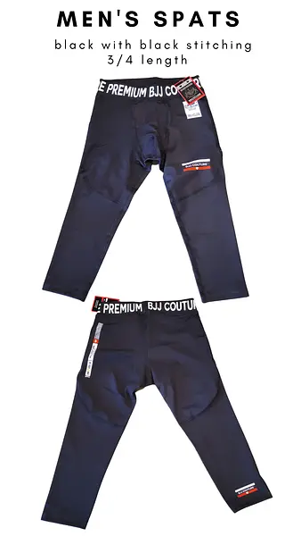 Men's Black Compression Grappling Spats - 3/4 Length