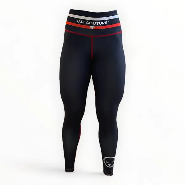 BJJ Couture Spats - Black with Red and White Details