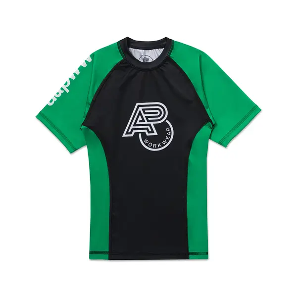 A&PWW KIDS RANK SS RASHGUARD GREEN/BLACK (FULFILLMENT)