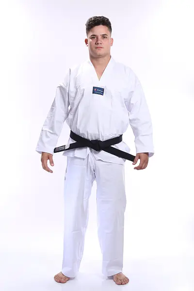 DOBOK TAEKWONDO REFORÇADO GOLA BRANCA ADULTO
