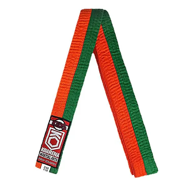 KOARENA Cinturon Judo y Artes Marciales Niños color naranja-verde