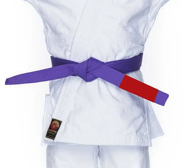 Faixa Oficial Dragão Jiu Jitsu Roxa ponta Vermelha Extra
