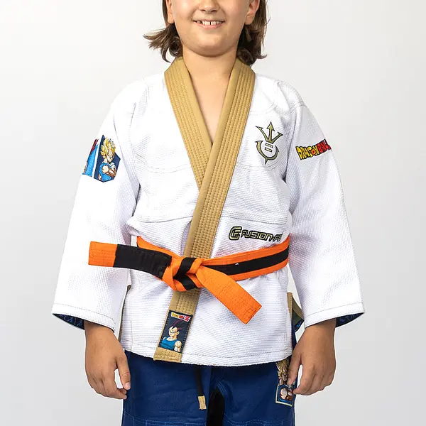 Fusion Fight Gear Dragon Ball Z Vegeta Limited Edition Kids BJJ Gi White Top (issue #19)