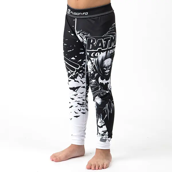 Fusion Fight Gear Batman Confidential Noir Kids BJJ Compression Pants Spats