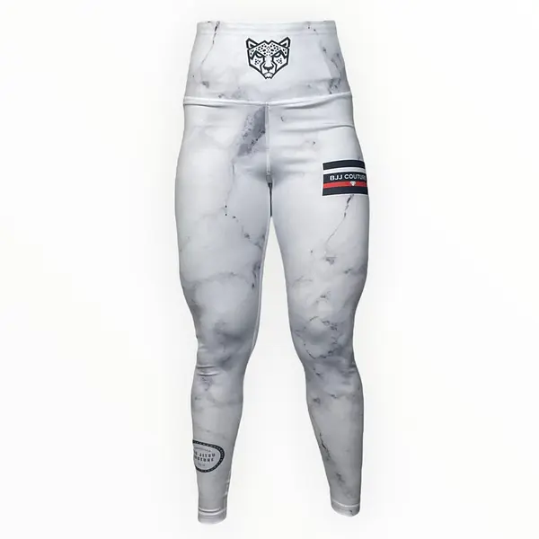 BJJ Couture Women's Compression Grappling Spats - White Carrara Marble