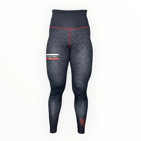BJJ Couture Leopard Print Spats Black & Red